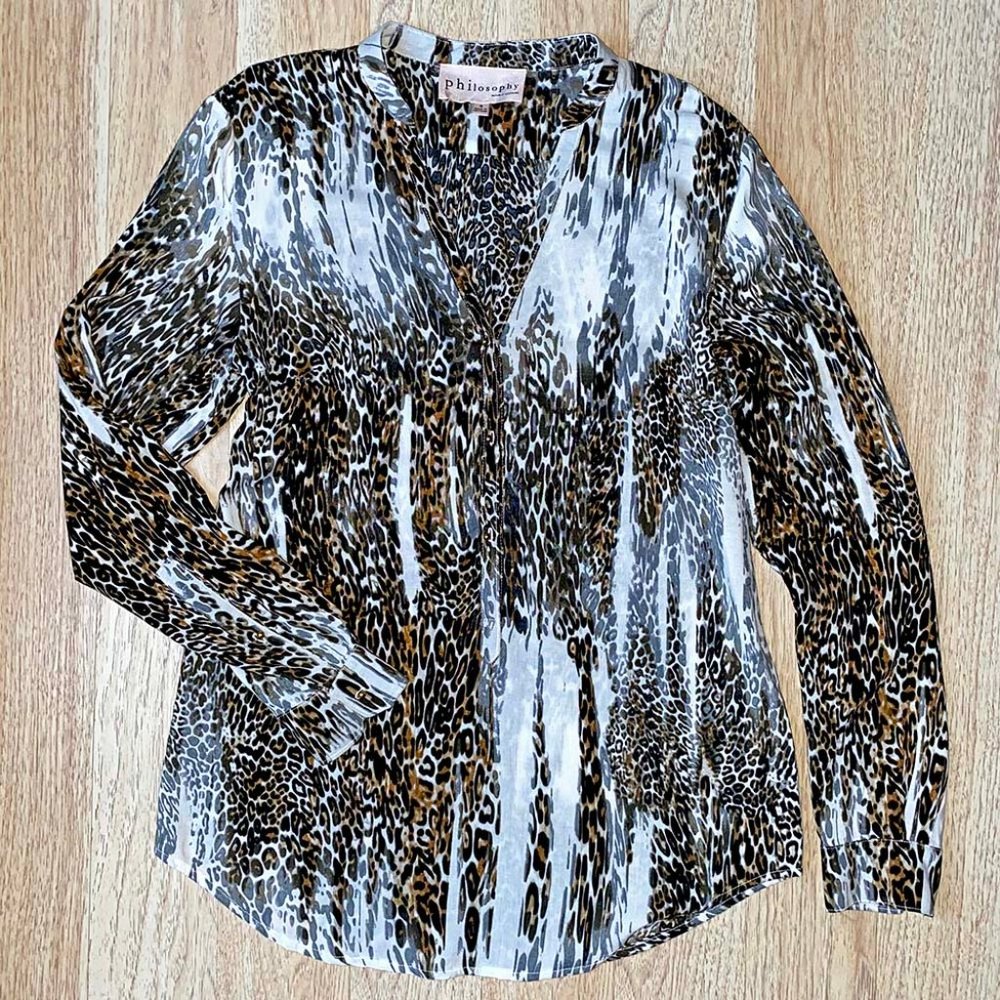 Philosophy Silky Leopard Animal Print Tunic NWOT
